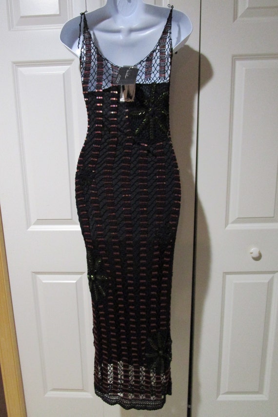 Vintage Nicole Miller NWT crocheted beaded dress,… - image 3