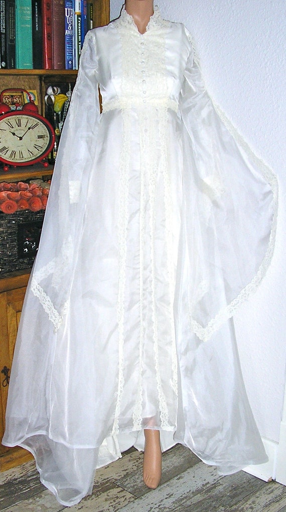 Vintage angel dress floor length sheer white chiffon