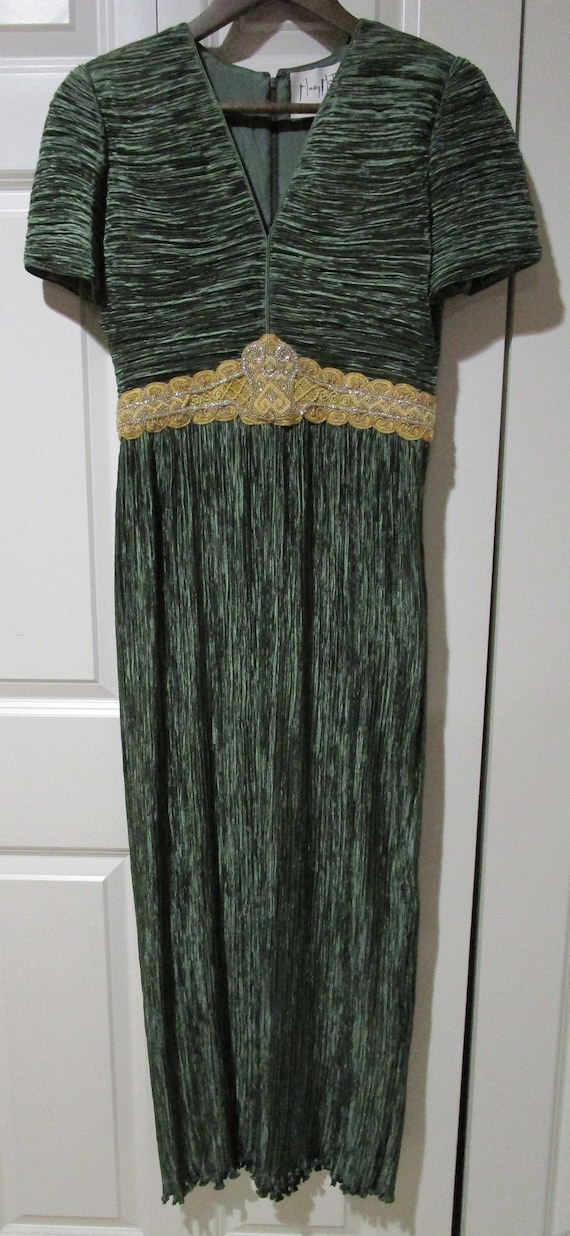 Vintage 90s, Mary McFadden emerald green gown, cou