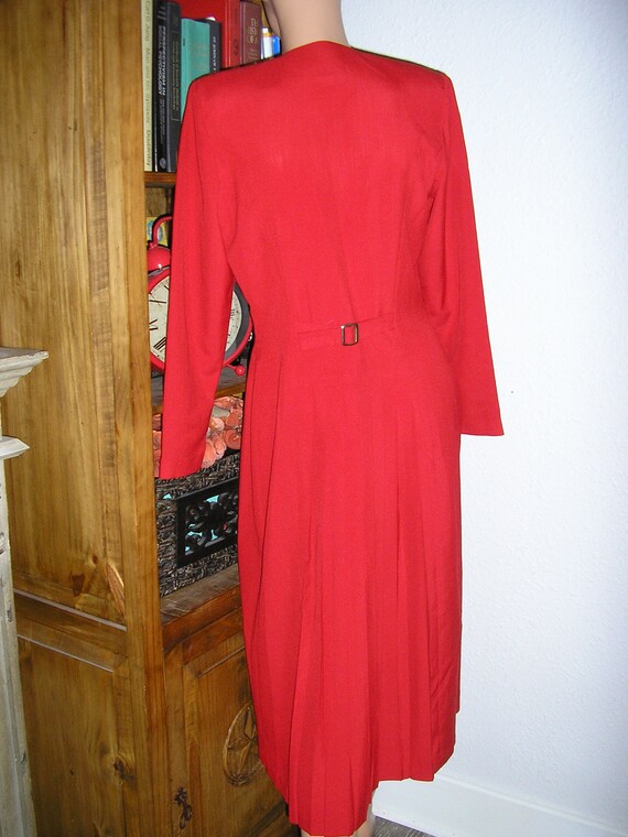 Vintage 90s, Jos A Bank, red dress, pleated front… - image 4