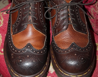 Broken-in and Distressed Dr. Martens Smooth Black Leather Brogue