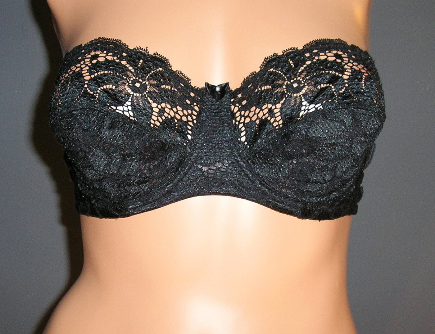 Vintage 50s, black, lace, strapless bra, by Berlei, MINT, size 34C