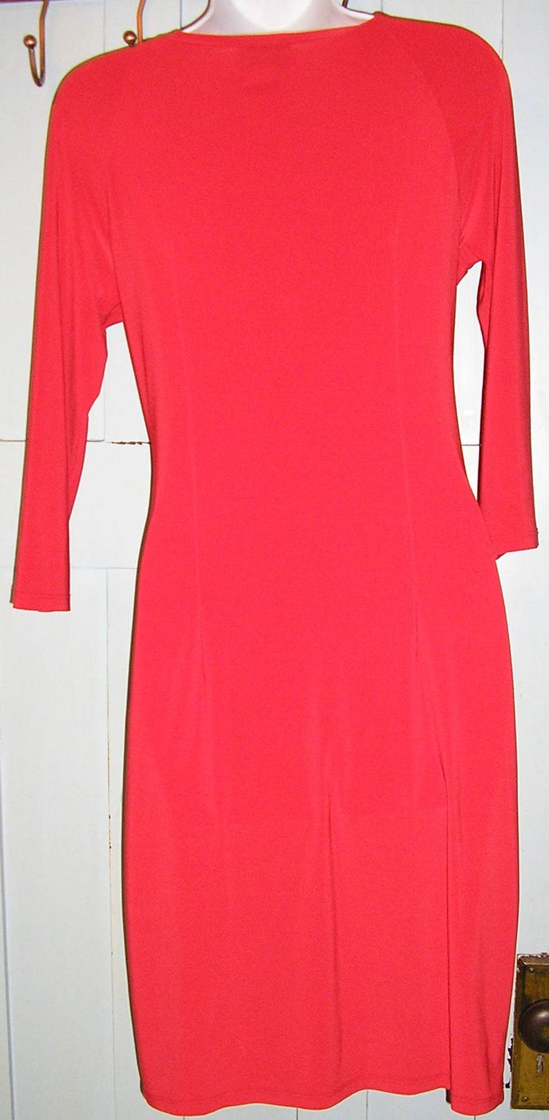 cocktail dress Joseph Ribkoff plunge front red size 8 Vintage 90s draped Made in Canada
