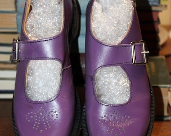 Vintage Doc Marten, purple Mary Jane shoes, made in England, UK 8, US women 10, US men 9