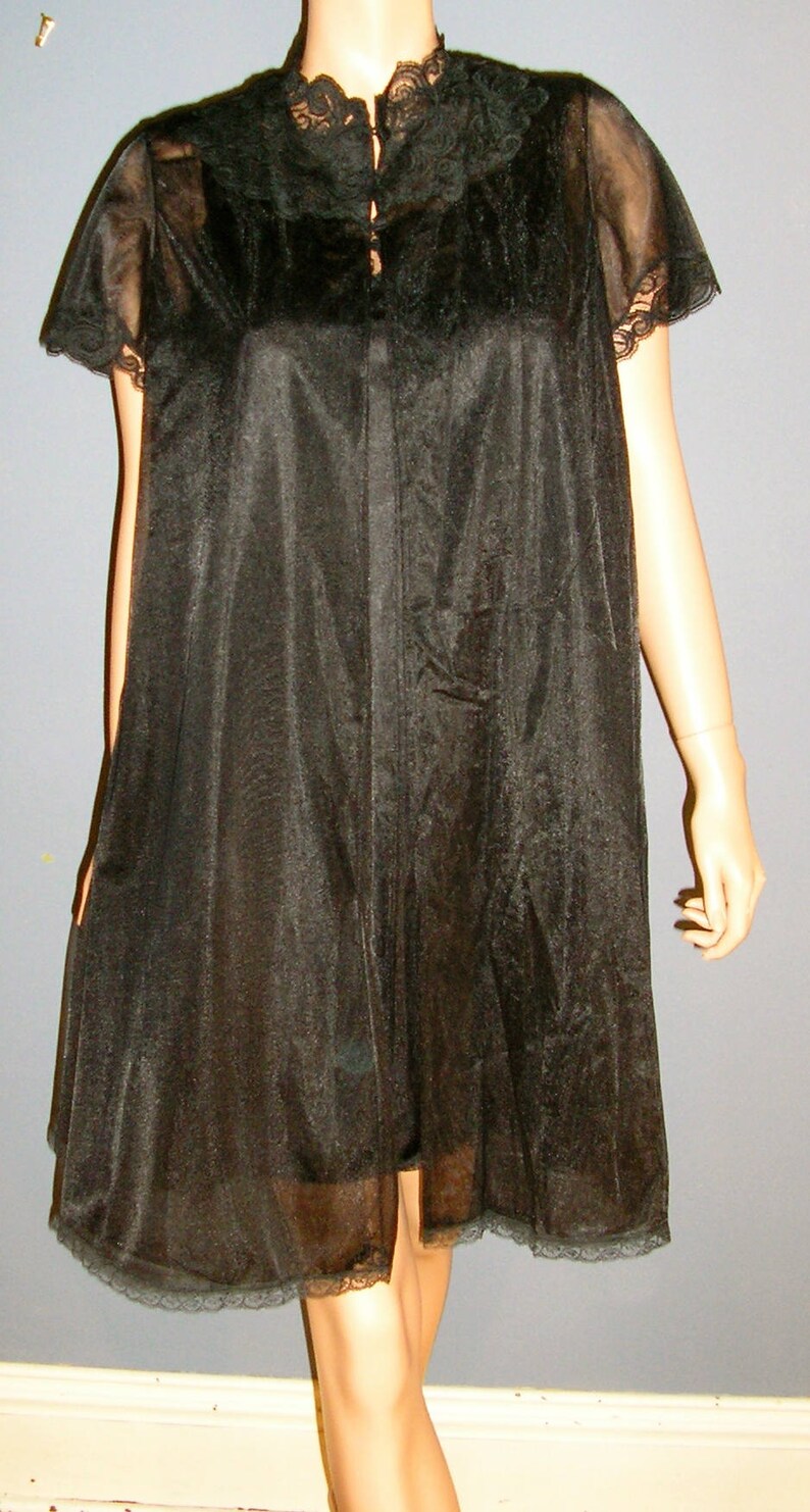 Vintage 50s black baby doll peignoir set Vanity Fair Etsy