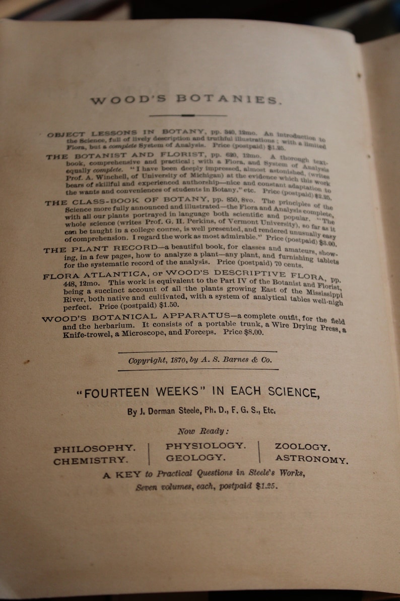 Antique, 1870, the American Botanist and Florist, by Alphonso Wood ...