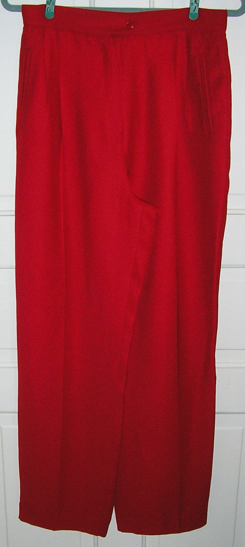 Vintage 90s, Red Crepe, Albert Nipon, Pants Suit, High Waist, Pleated ...