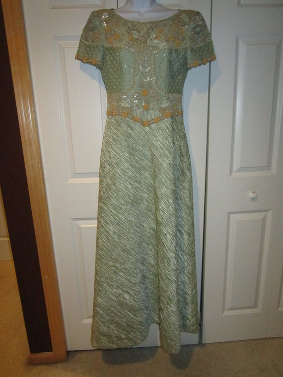 Vintage Mary McFadden, Couture, sea foam green, f… - image 2