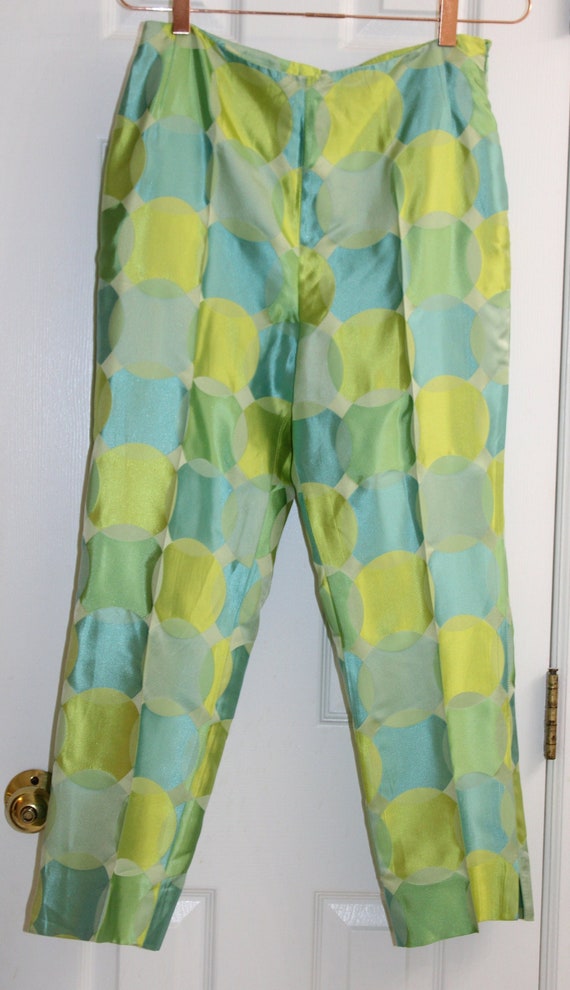 Akris, Vintage Akris, Bergdorf Goodman, capri pants, US size 10, metallic, geometric