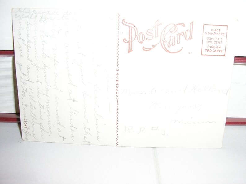 1900s Seminary for Boys color photo postcard Red Wing MN Antique postcard