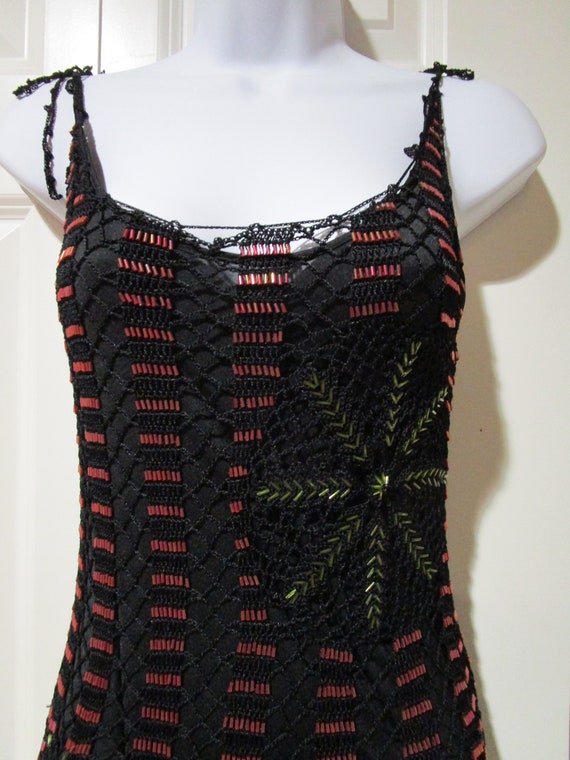 Vintage Nicole Miller NWT crocheted beaded dress,… - image 2