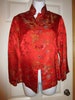 Vintage Oriental, asian ,red jacket, frog closures, 100% rayon, Peony, size small, as new, vintage Peony jacket 