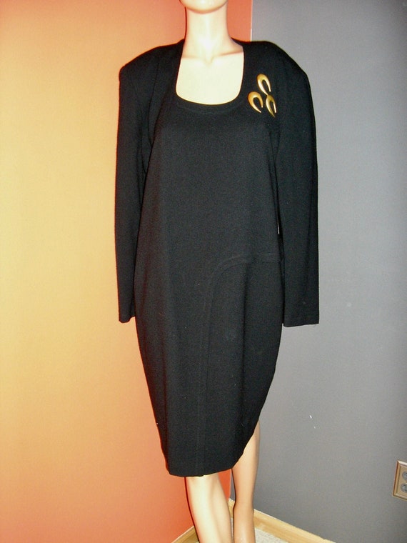 Vintage 80s, Caroma by Daymor, black, knit dress,… - image 1