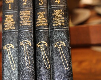 Ouvrage ancien, 1937, Guide du charpentier et du constructeur d'Audel, ensemble de 4 volumes. Trois d'entre eux datent de 1937 et le volume 2 de 1945.