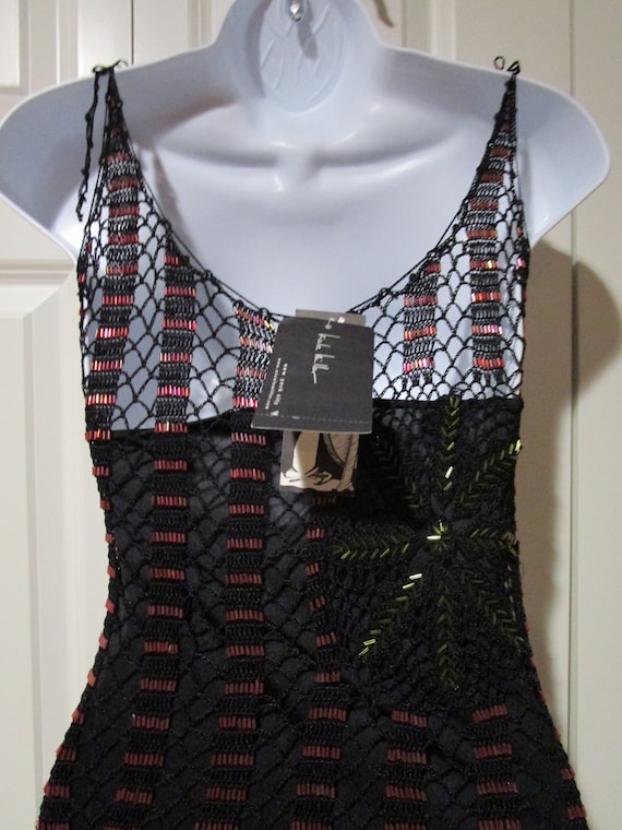 Vintage Nicole Miller NWT crocheted beaded dress,… - image 4