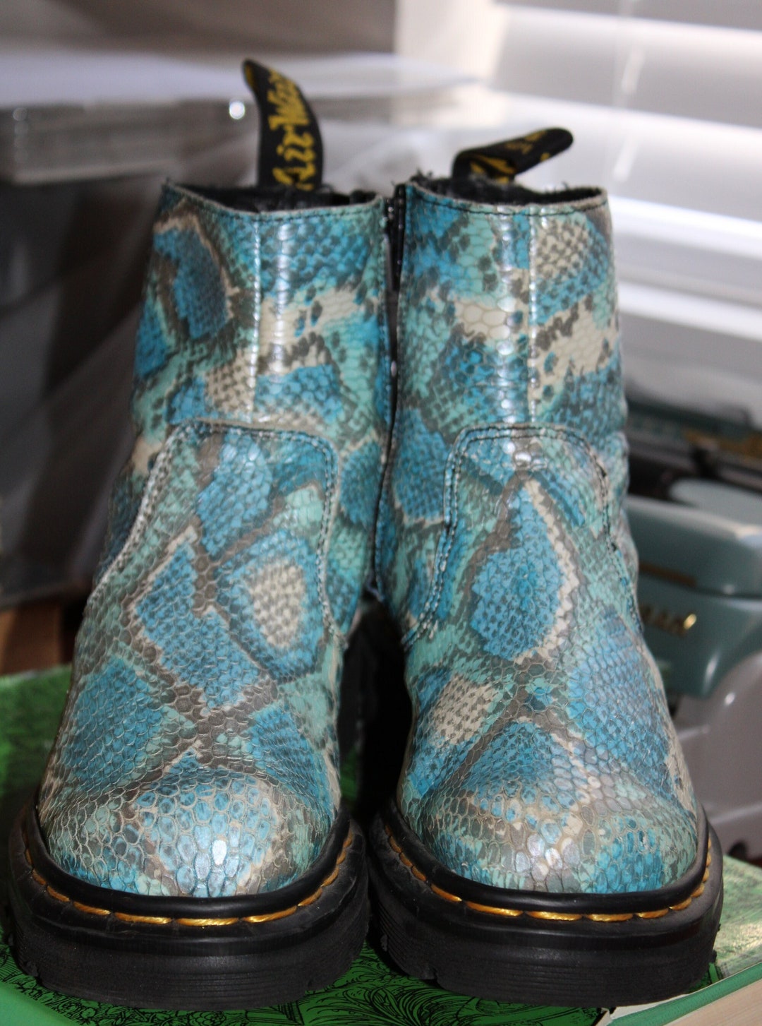 Vintage Doc Marten Boots Snakeskin Pattern Side Zip Made in England UK 4 US Ladies 6 Etsy