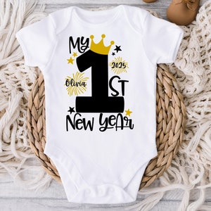 My First New Year Baby Onesie®, Personalized Baby Girl First New Years, 1st New Year Baby Shirt, First New Year Baby Bodysuit, Newborn Girls