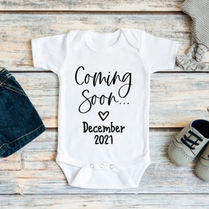 Pregnancy announcement grandparents, Pregnancy announcement to husband, Coming soon, Custom last name or first name baby bodysuit, Due date