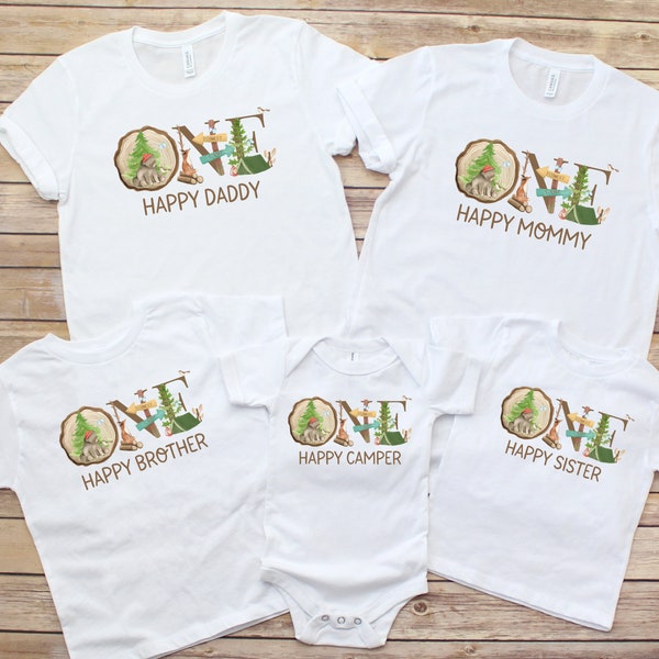 One Happy Camper Birthday Family Shirts, Matching Camping First Birthday, Woodland 1st Birthday, Camp Mommy and Me Shirts