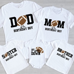 Football birthday family shirts, First year down first birthday, Football first birthday shirt, Football birthday party, Birthday crew