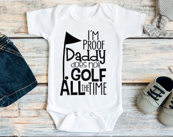 Pregnancy announcement to husband, Baby golf clothes, Funny baby gifts, Golf gifts, Golf baby reveal, Daddy does not golf all the time