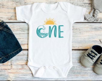 The Big One First Birthday Boy, Surf 1st Birthday, Boys Surfing Birthday Shirt or Bodysuit, Surfer Retro, Cake Smash Outfit, Ocean Themed