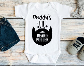 Funny baby gifts, Hipster baby clothes, Fathers day gift, New dad gift, Baby boy clothes, Daddy's lil' beard puller, Dad beard baby gift