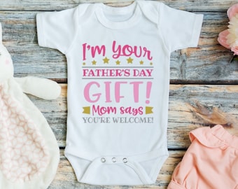 Happy First Fathers Day Daddy Cute Newborn Baby Outfit Pink Baby One Piece Happy First Fathers Day Daddy Cute Newborn Baby Outfit Pink Baby One Piece