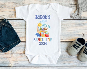My First Beach Trip Baby Shirt, Summer Personalized Baby Boy Bodysuit, Baby's First Trip to the Beach, My 1st Vacation, Boys Seaside T-shirt