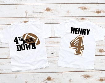 Football fourth birthday shirt, Personalized 4th birthday shirt, Football 4th birthday shirt, Four year old boy, Fourth year down, Party