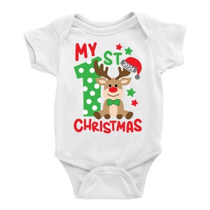 My First Christmas Outfit, Reindeer Christmas Baby Boy Bodysuit, My 1st Christmas, Holiday baby Infant Clothes, Newborn Christmas Gift Shirt