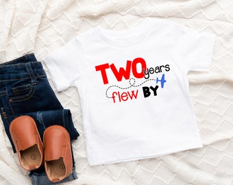 Airplane second birthday shirt, Airplane 2nd birthday boy shirt, Two year old birthday party, Pilot birthday shirt, Two years flew by