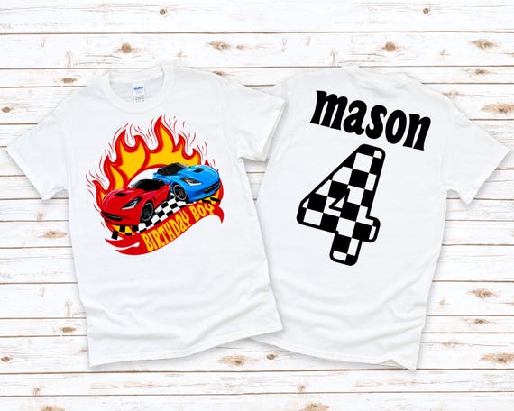 Racing Car Birthday Boy Shirt, Personalized Race Cars Tshirt, Hot Car Toddler Boy Birthday Tee, Boys Racecar Top, Custom Name Any Age