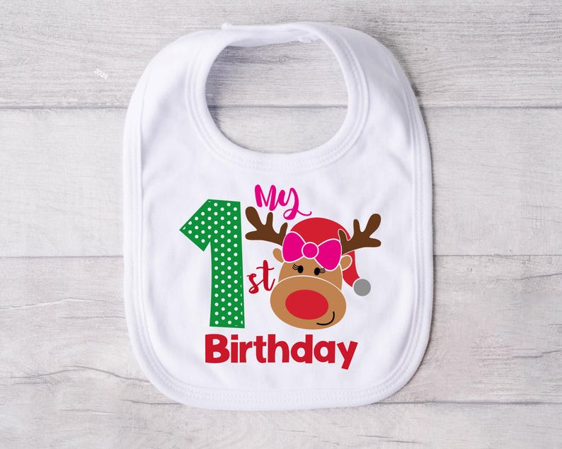 Christmas First BIRTHDAY Shirt or Bodysuit, Reindeer 1st Birthday Girl