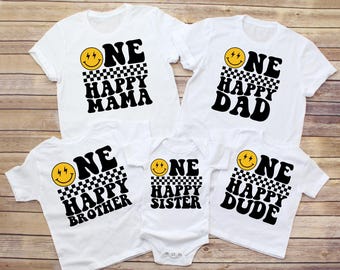 One Happy Dude Birthday Shirts, Family Matching Birthday Shirts, Boys First Birthday, Birthday Boy Happy Face Tshirt, Smiley 1st Birthday
