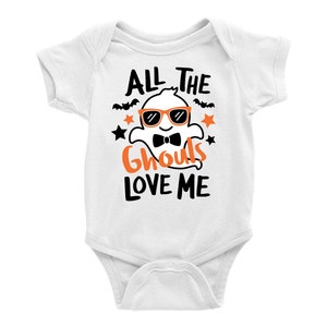 Baby boy Halloween, My first Halloween baby boy, Infant Halloween costume boy, Ghost baby, All the ghouls love me, Funny one piece bodysuit