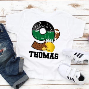 Football Birthday Shirt Boy, Personalized 9th Birthday Tshirt, Kids Football Ninth Birthday Tee, Birthday Boy 9, Child Custom Name Nine