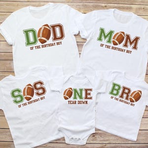 Football Birthday Family Shirts, Mom Dad Brother Sister Matching Tshirts, One Year Down First Birthday Outfit, Birthday Boy, Custom Name Tee