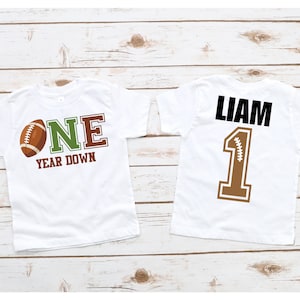 One Year Down Football Birthday Shirt, Personalized First Birthday Boy Outfit, Football Theme 1st Birthday Tee, Football Birthday Party