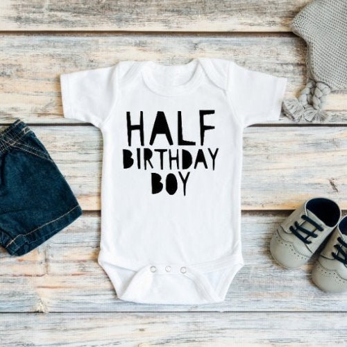 Half Birthday Outfit Boy 1/2 Birthday Bodysuit Personalized Etsy