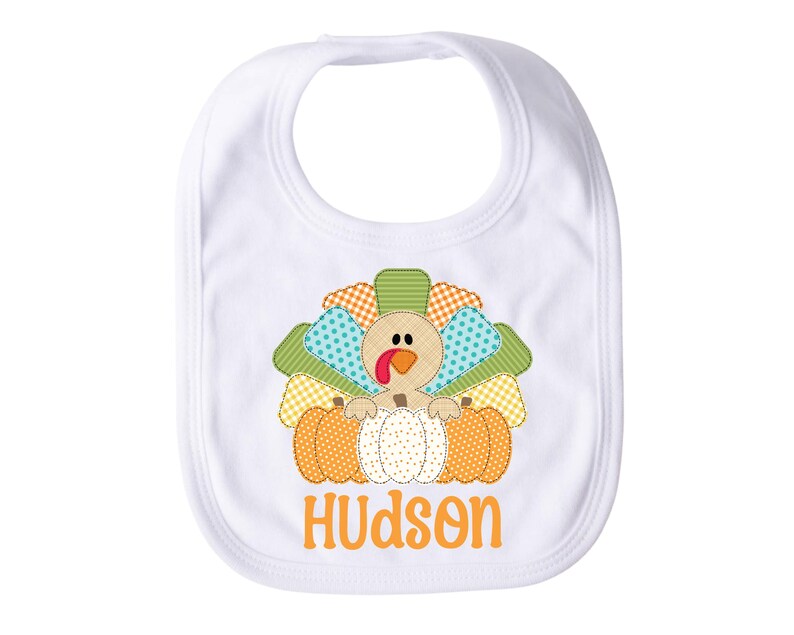 Personalized Baby Boy Thanksgiving Name Bib, My First Thanksgiving Bib