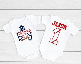 Baseball First Birthday Shirt or Bodysuit, Personalized 1st Birthday The Birthday Boy Tshirt, One Year Old Boys, Baseball Tee Party Theme