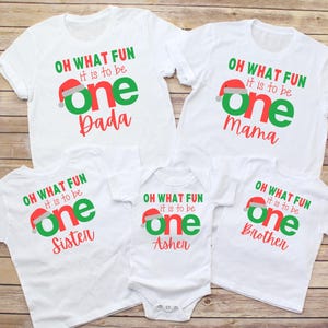 Oh What Fun It Is To Be One, Baby BOY Family Matching Christmas Birthday Party Shirts, Personalized One Christmas, Winter 1st Birthday Top