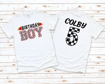Boy Race Car 5th Birthday, Personalized Racecar Fifth Birthday, 5 Year Old, Boys Five Birthday Shirt, 5th Racing Party, Toddler Tshirt