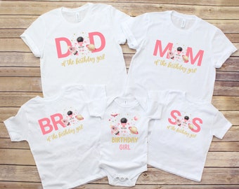 Girls Outer Space Birthday Family Shirts, Matching Space Birthday Shirt, Retro Space Moon Themed Party, Girl Moon Birthday, Astronaut