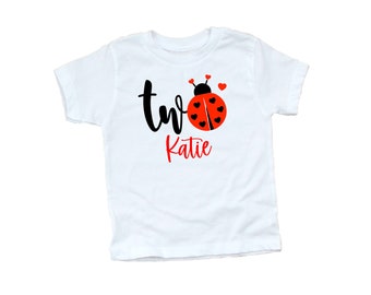 Girl Ladybug Birthday Shirt, Girls Second Birthday Lady Bug Tee, Two 2nd Birthday Shirt, Kids Ladybug T-shirt, Ladybug Themed Party