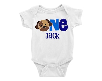 Puppy birthday shirt or bodysuit, First birthday boy, Puppy party boy, 1st birthday puppy shirt, 1st birthday boy, Cake smash shirt boy