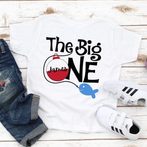 The Big One Fishing First Birthday Shirt, Personalized Boys Fishing 1st Birthday Tshirt, Baby Boy O-Fish-Ally-One Party Kids O fishially One
