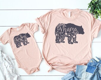 Mama Bear Shirt // Baby Bear Shirt // Mommy And Me Shirts// Mom Life // Mother Daughter Shirts // Mother Son Shirts // Floral Mama Bear