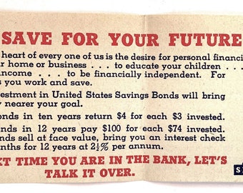 US Savings Bonds Advertisement Circa 1960
